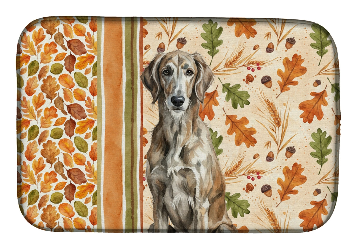 WDK8003DDM 21 x 14 in. Brindle Scottish Deerhound Heirloom Fall Dish Drying Mat - Multi Color
