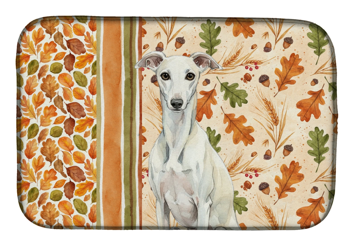 WDK8056DDM 21 x 14 in. White Whippet Heirloom Fall Dish Drying Mat - Multi Color