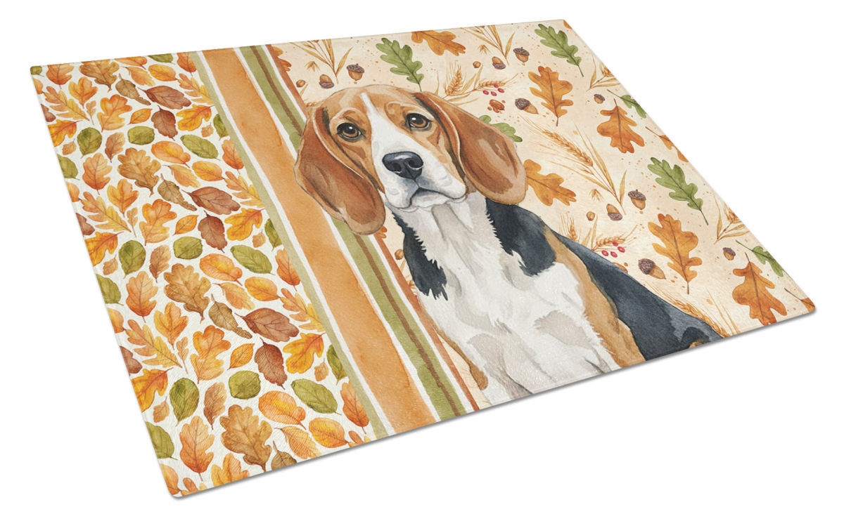 WDK7699LCB 15 x 12 in. Beagle Heirloom Fall Glass Cutting Board