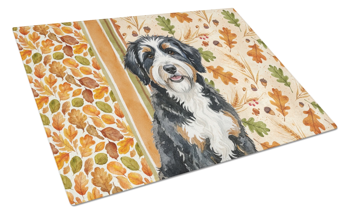WDK7712LCB 15 x 12 in. Bern Doodle Heirloom Fall Glass Cutting Board