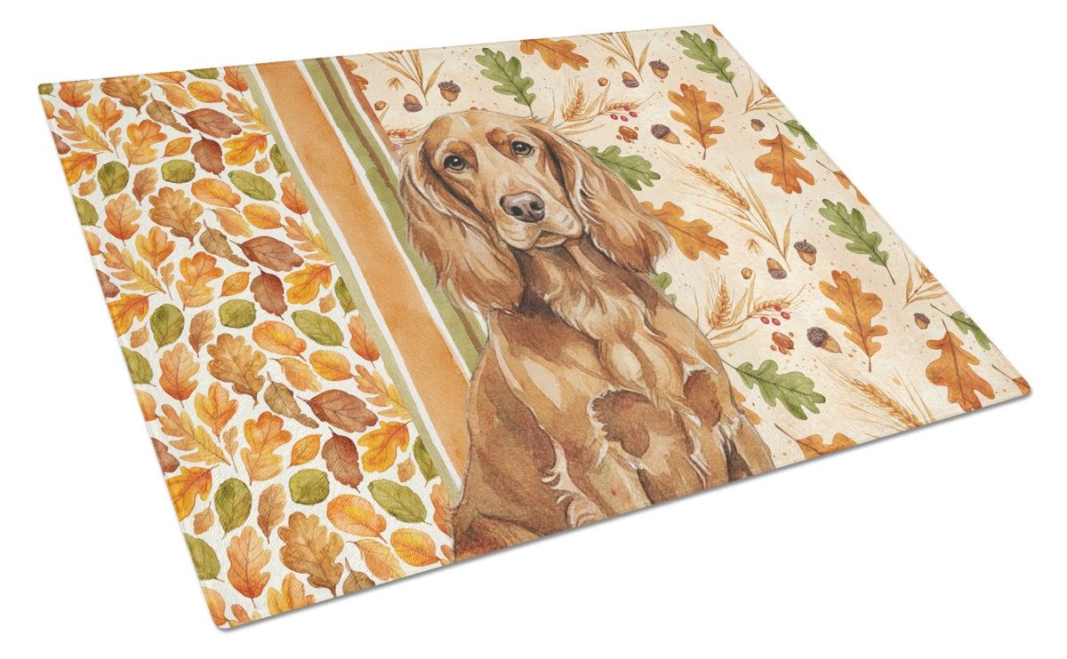 WDK7738LCB 15 x 12 in. Boykin Spaniel Heirloom Fall Glass Cutting Board