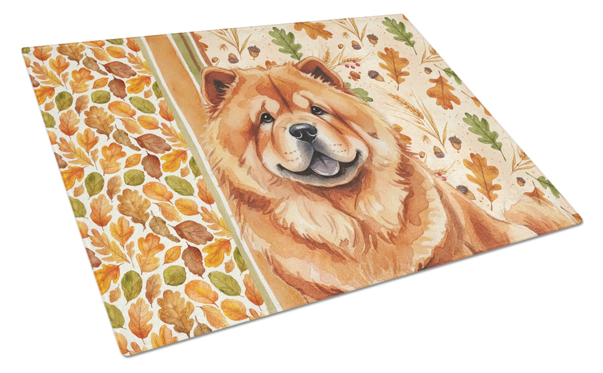 WDK7780LCB 15 x 12 in. Red Chow-Chow Heirloom Fall Glass Cutting Board