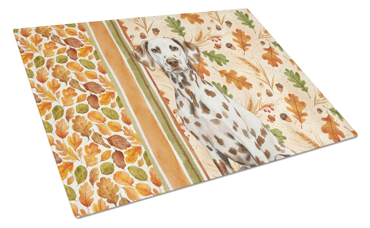Picture of Carolines Treasures WDK7805LCB 15 x 12 in. Liver Dalmatian Heirloom Fall Glass Cutting Board