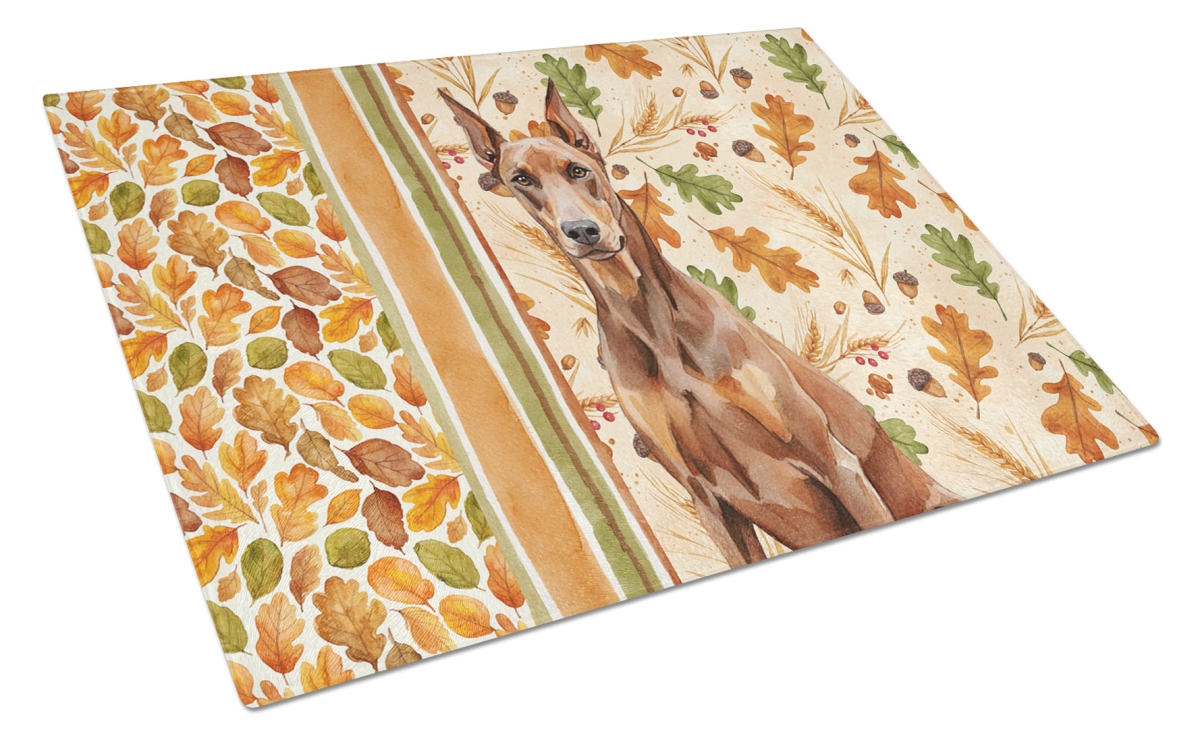 Picture of Carolines Treasures WDK7809LCB 15 x 12 in. Red Doberman Pinscher Heirloom Fall Glass Cutting Board