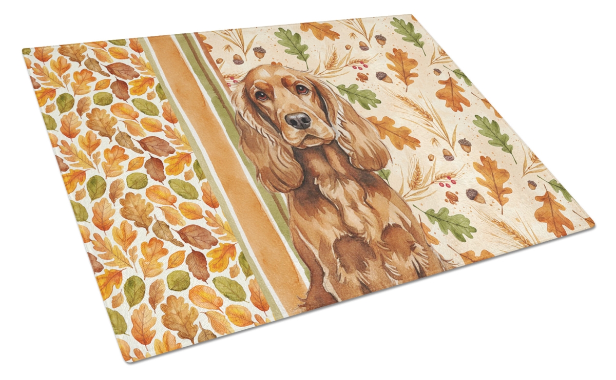Picture of Carolines Treasures WDK7823LCB 15 x 12 in. Red English Cocker Spaniel Heirloom Fall Glass Cutting Board