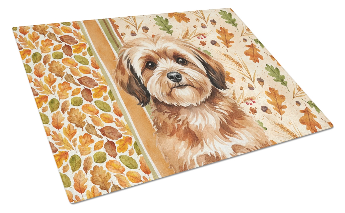 WDK7869LCB 15 x 12 in. Sable Havanese Heirloom Fall Glass Cutting Board