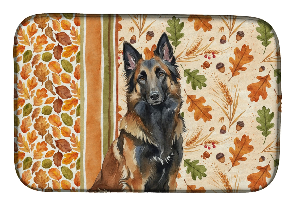Picture of Carolines Treasures WDK7711DDM 21 x 14 in. Belgian Tervuren Heirloom Fall Dish Drying Mat - Multi Color