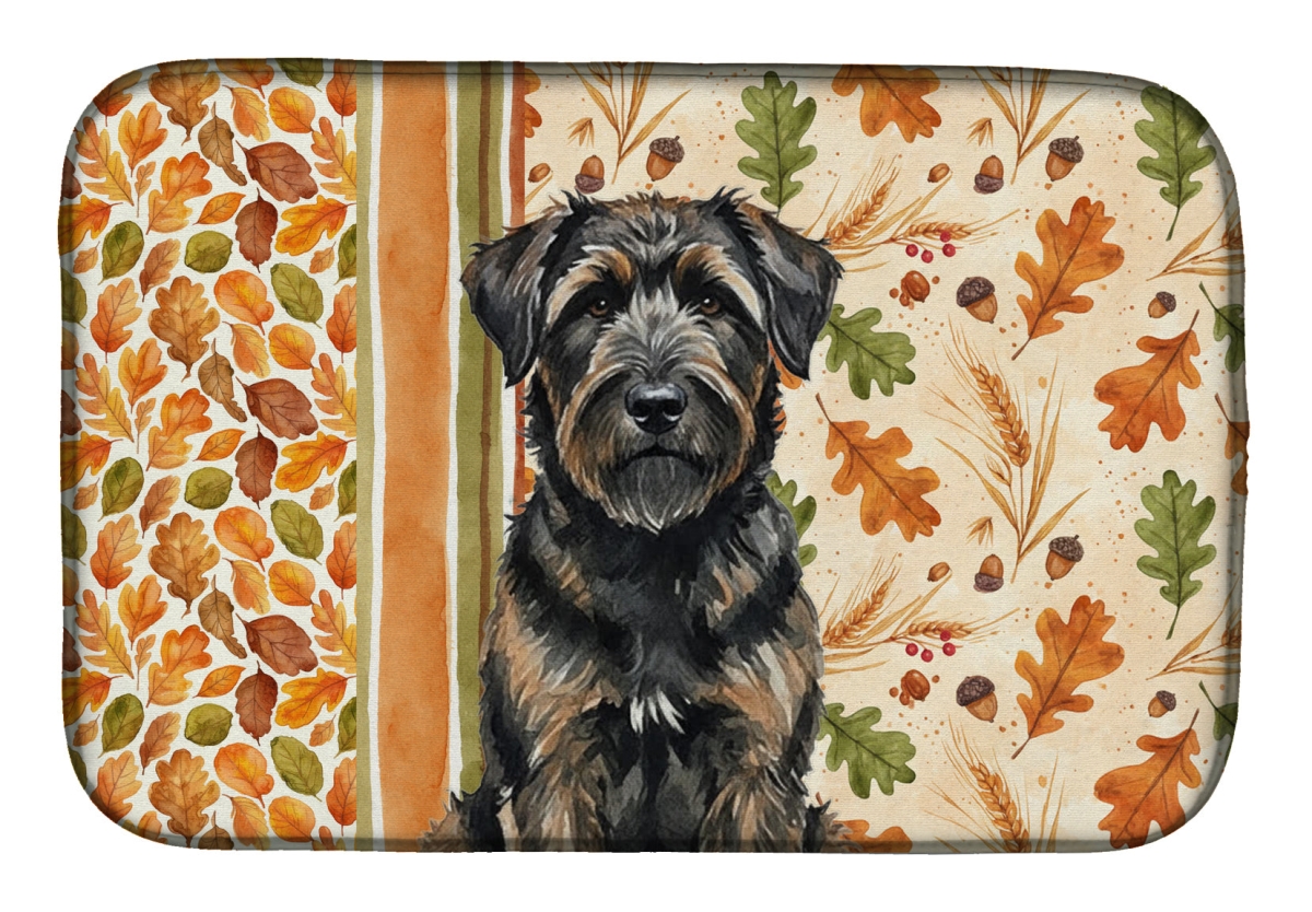 Picture of Carolines Treasures WDK7734DDM 21 x 14 in. Brindle Bouvier des Flandres Heirloom Fall Dish Drying Mat - Multi Color