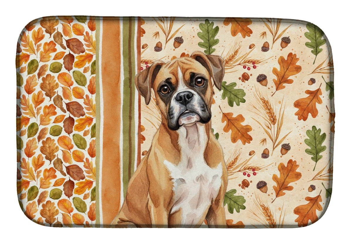 Picture of Carolines Treasures WDK7736DDM 21 x 14 in. Boxer Heirloom Fall Dish Drying Mat - Multi Color