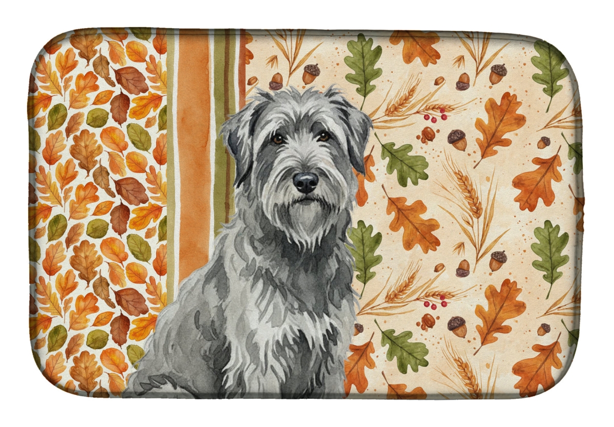 Picture of Carolines Treasures WDK7741DDM 21 x 14 in. Gray Briard Heirloom Fall Dish Drying Mat - Multi Color