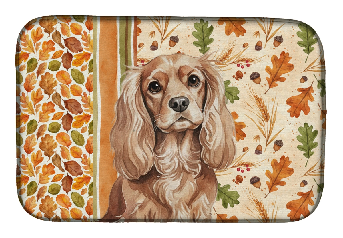 Picture of Carolines Treasures WDK7764DDM 21 x 14 in. Ruby Cavalier Spaniel Heirloom Fall Dish Drying Mat - Multi Color