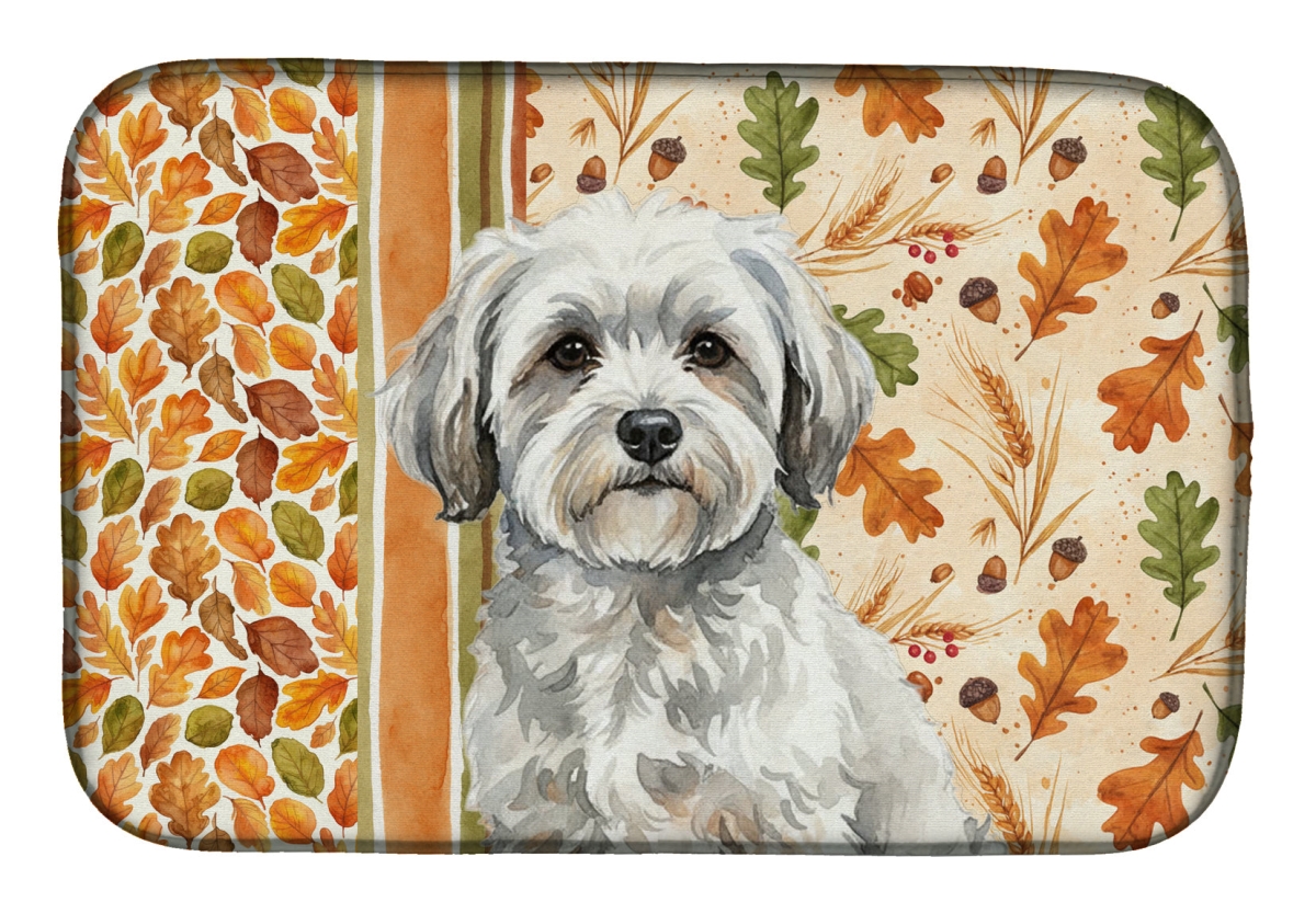 Picture of Carolines Treasures WDK7790DDM 21 x 14 in. White with Gray Coton de Tulear Heirloom Fall Dish Drying Mat - Multi Color