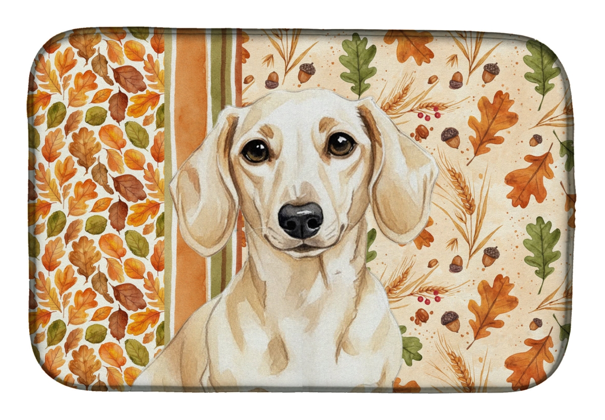 Picture of Carolines Treasures WDK7793DDM 21 x 14 in. Cream Dachshund Heirloom Fall Dish Drying Mat - Multi Color