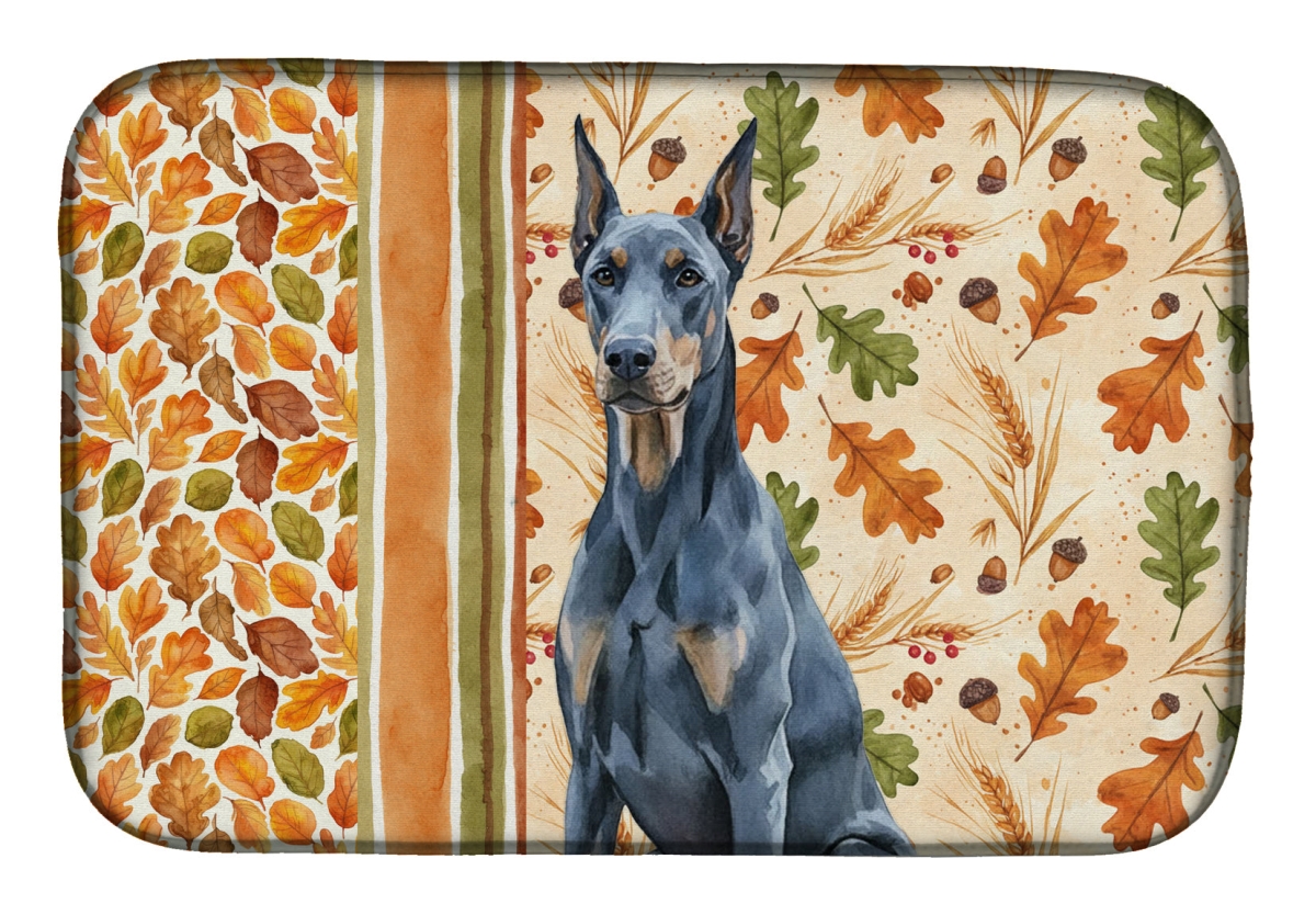 Picture of Carolines Treasures WDK7806DDM 21 x 14 in. Blue Doberman Pinscher Heirloom Fall Dish Drying Mat - Multi Color