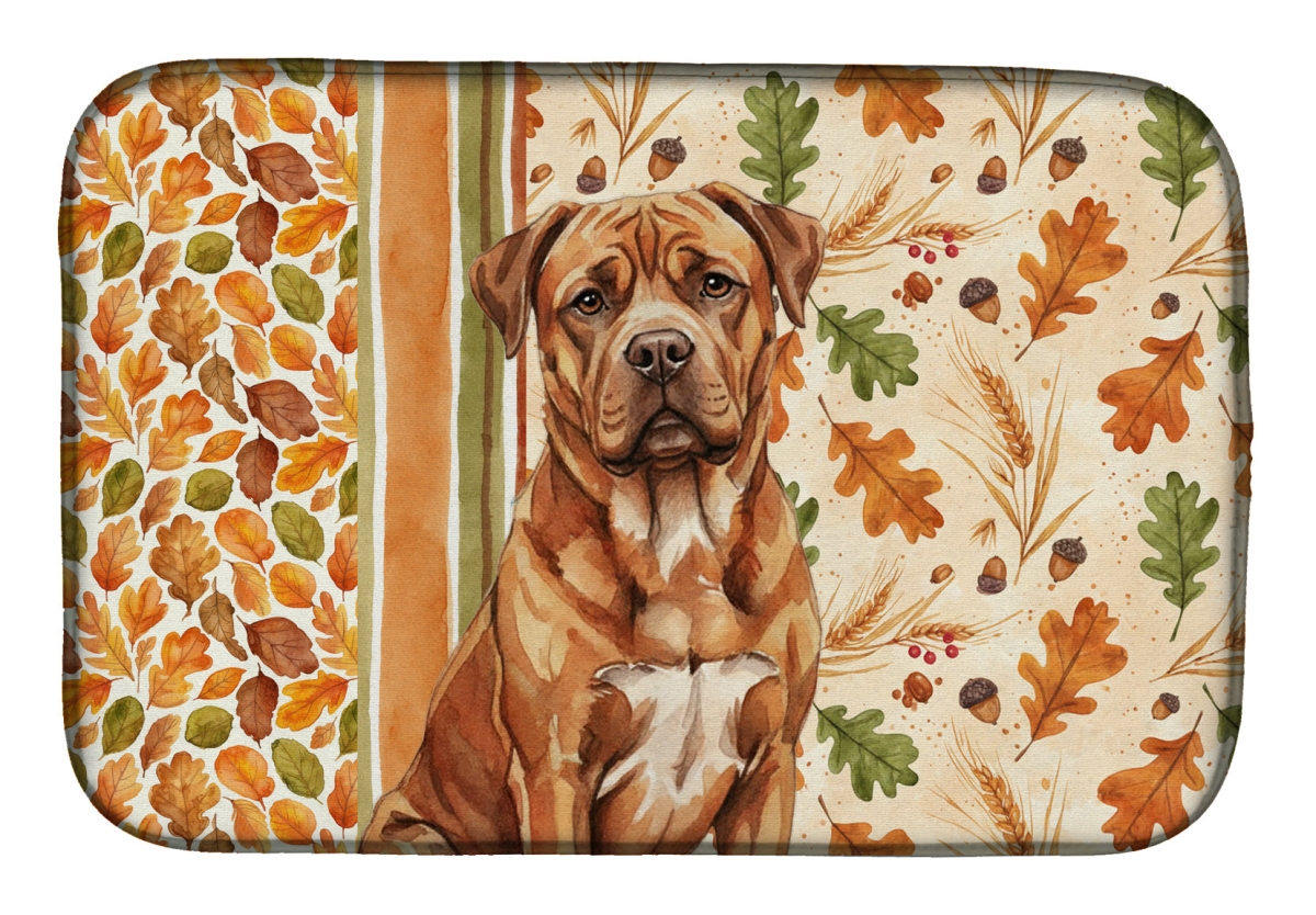 Picture of Carolines Treasures WDK7813DDM 21 x 14 in. Mahogany Dogue de Bordeaux Heirloom Fall Dish Drying Mat - Multi Color