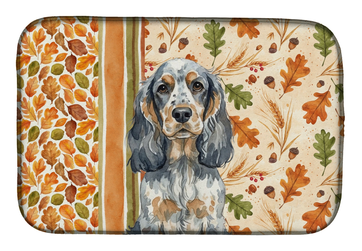 Picture of Carolines Treasures WDK7817DDM 21 x 14 in. Blue Roan & Tan English Cocker Spaniel Heirloom Fall Dish Drying Mat - Multi Color