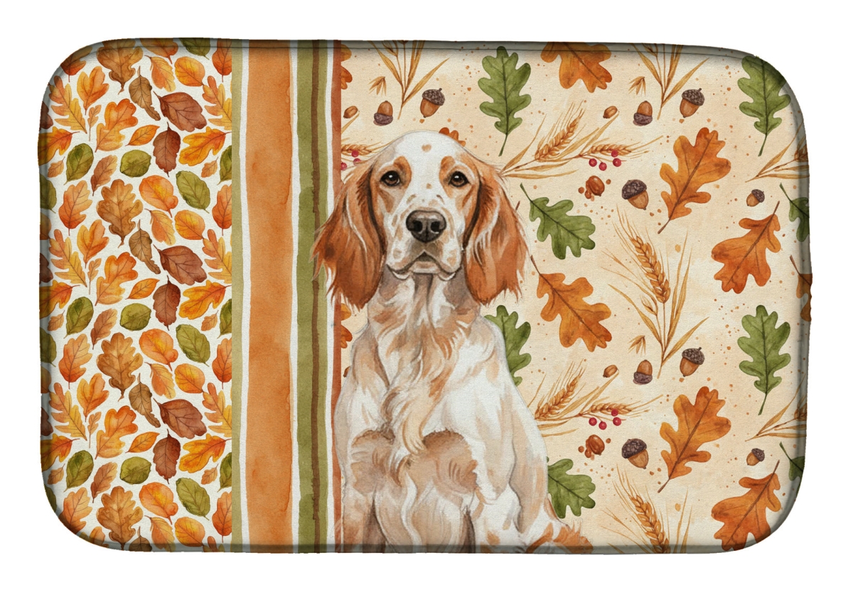 Picture of Carolines Treasures WDK7830DDM 21 x 14 in. Orange Belton English Setter Heirloom Fall Dish Drying Mat - Multi Color