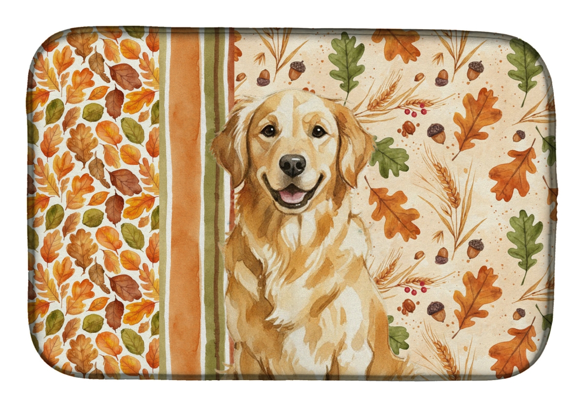 Picture of Carolines Treasures WDK7851DDM 21 x 14 in. Golden Retriever Heirloom Fall Dish Drying Mat - Multi Color
