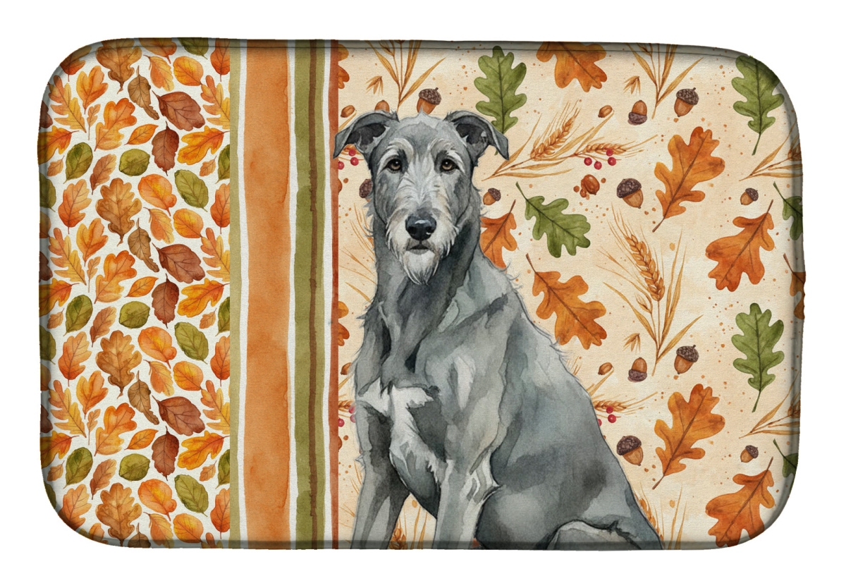 Picture of Carolines Treasures WDK7875DDM 21 x 14 in. Gray Irish Wolfhound Heirloom Fall Dish Drying Mat - Multi Color
