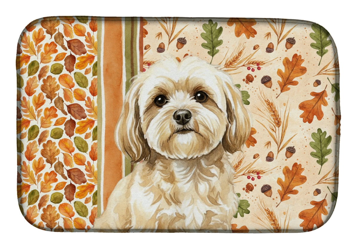 Picture of Carolines Treasures WDK7902DDM 21 x 14 in. Cream Lhasa Apso Heirloom Fall Dish Drying Mat - Multi Color