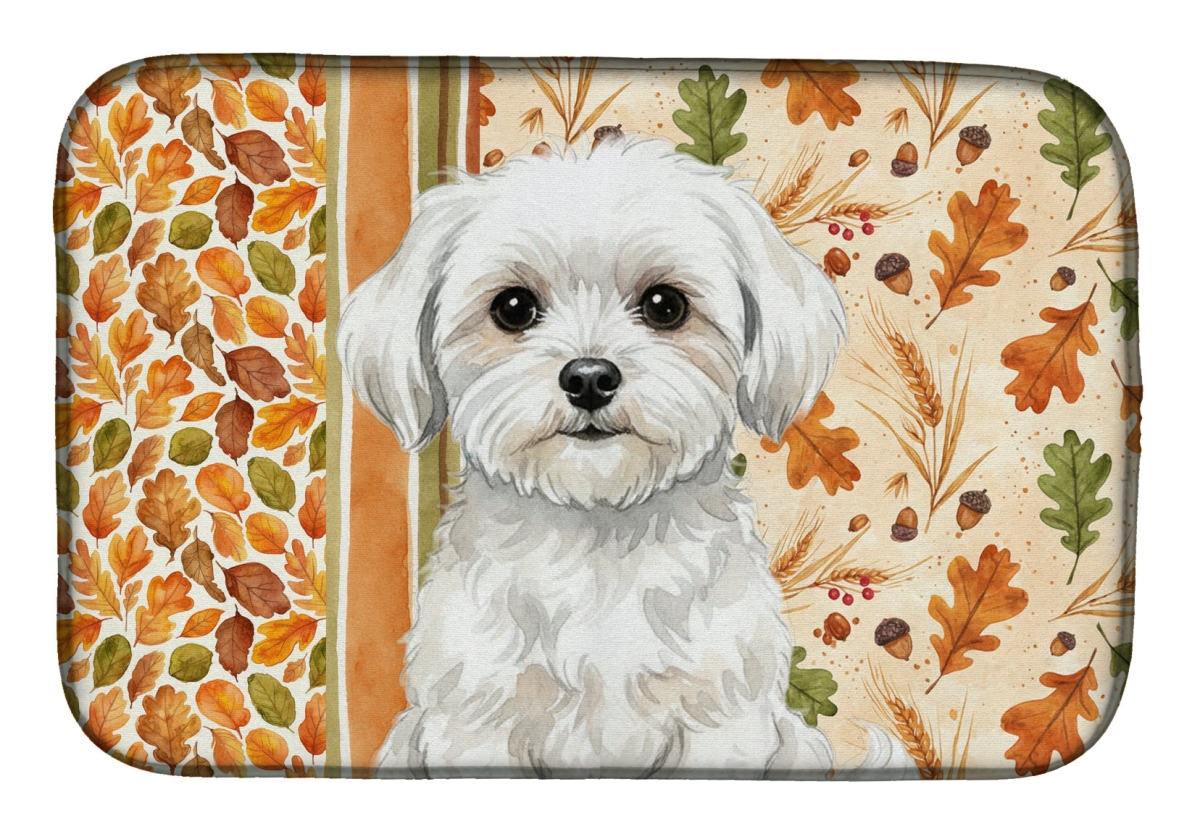 Picture of Carolines Treasures WDK7906DDM 21 x 14 in. Maltese Heirloom Fall Dish Drying Mat - Multi Color