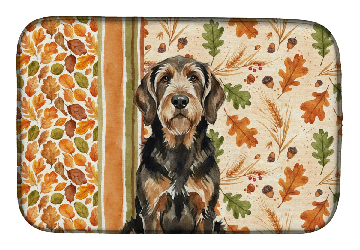 Picture of Carolines Treasures WDK7938DDM 21 x 14 in. Black & Tan Otterhound Heirloom Fall Dish Drying Mat - Multi Color