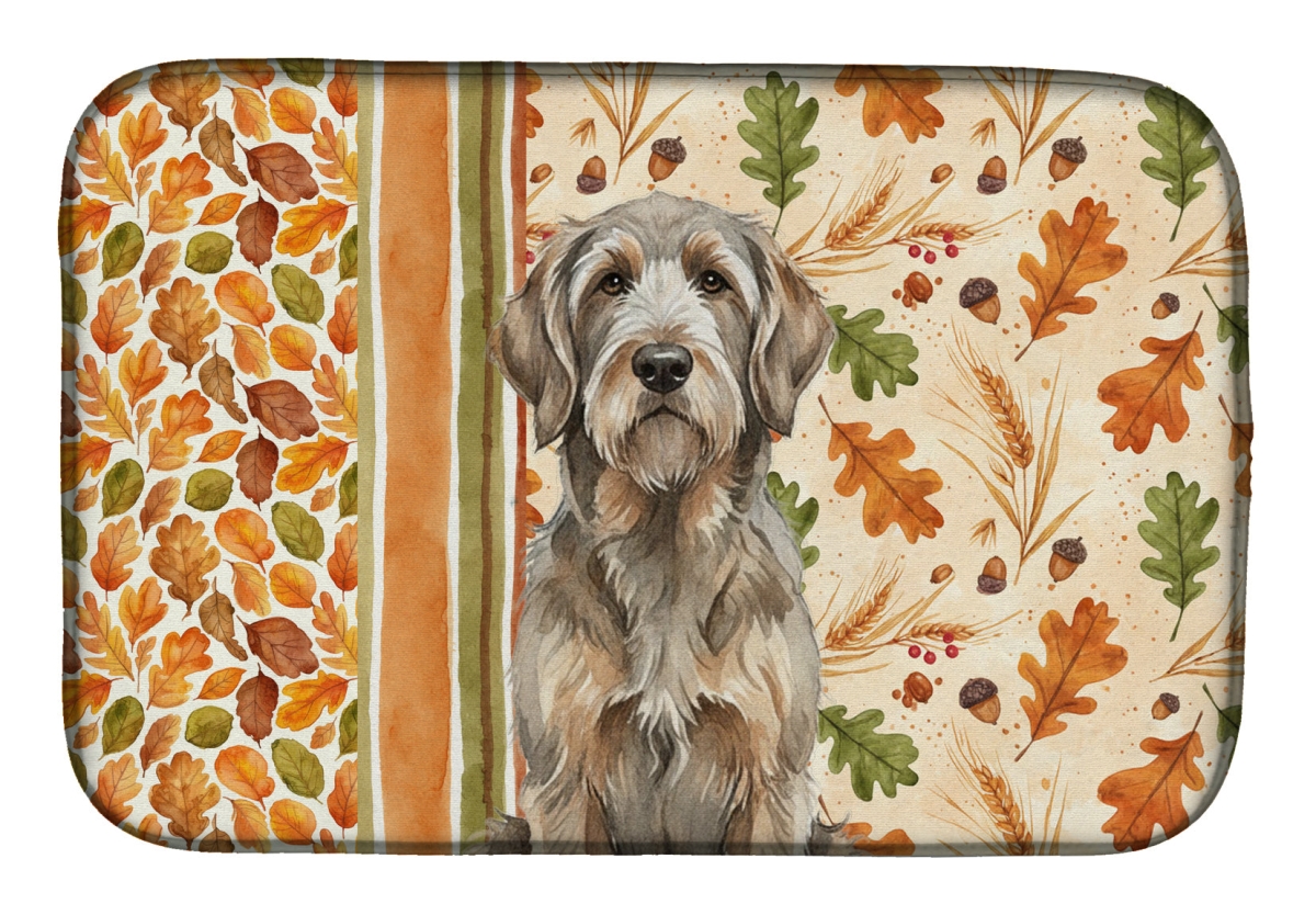 Picture of Carolines Treasures WDK7939DDM 21 x 14 in. Grizzle & Tan Otterhound Heirloom Fall Dish Drying Mat - Multi Color