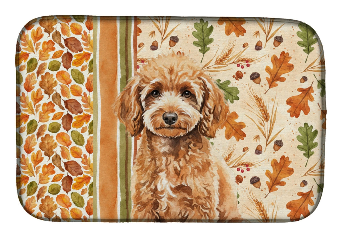 Picture of Carolines Treasures WDK7963DDM 21 x 14 in. Miniature Apricot Poodle Heirloom Fall Dish Drying Mat - Multi Color