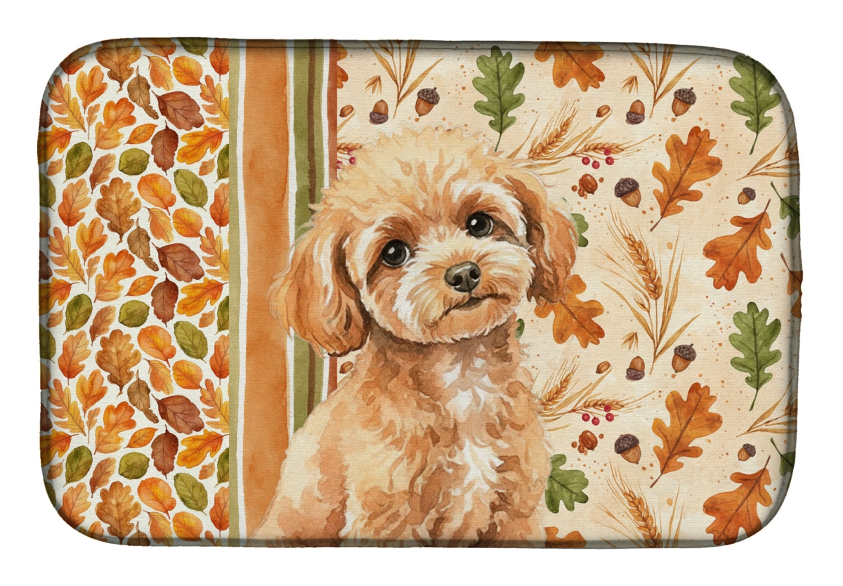 Picture of Carolines Treasures WDK7972DDM 21 x 14 in. Toy Apricot Poodle Heirloom Fall Dish Drying Mat - Multi Color
