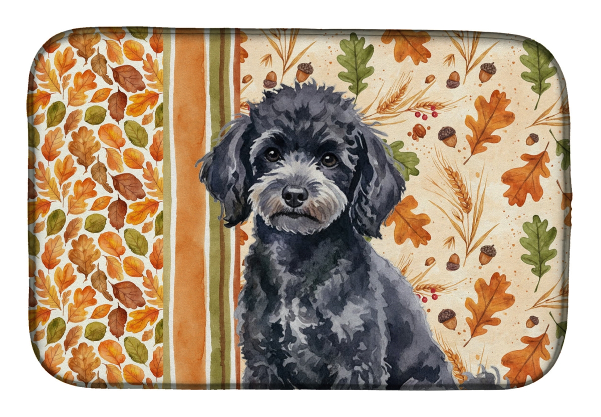 Picture of Carolines Treasures WDK7973DDM 21 x 14 in. Toy Black Poodle Heirloom Fall Dish Drying Mat - Multi Color