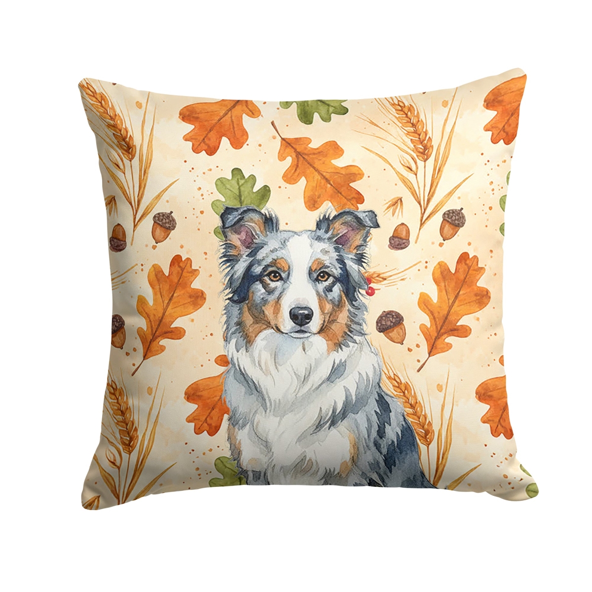 WDK7722PW1414 14 x 14 in. Border Collie Heirloom Fall Throw Pillow