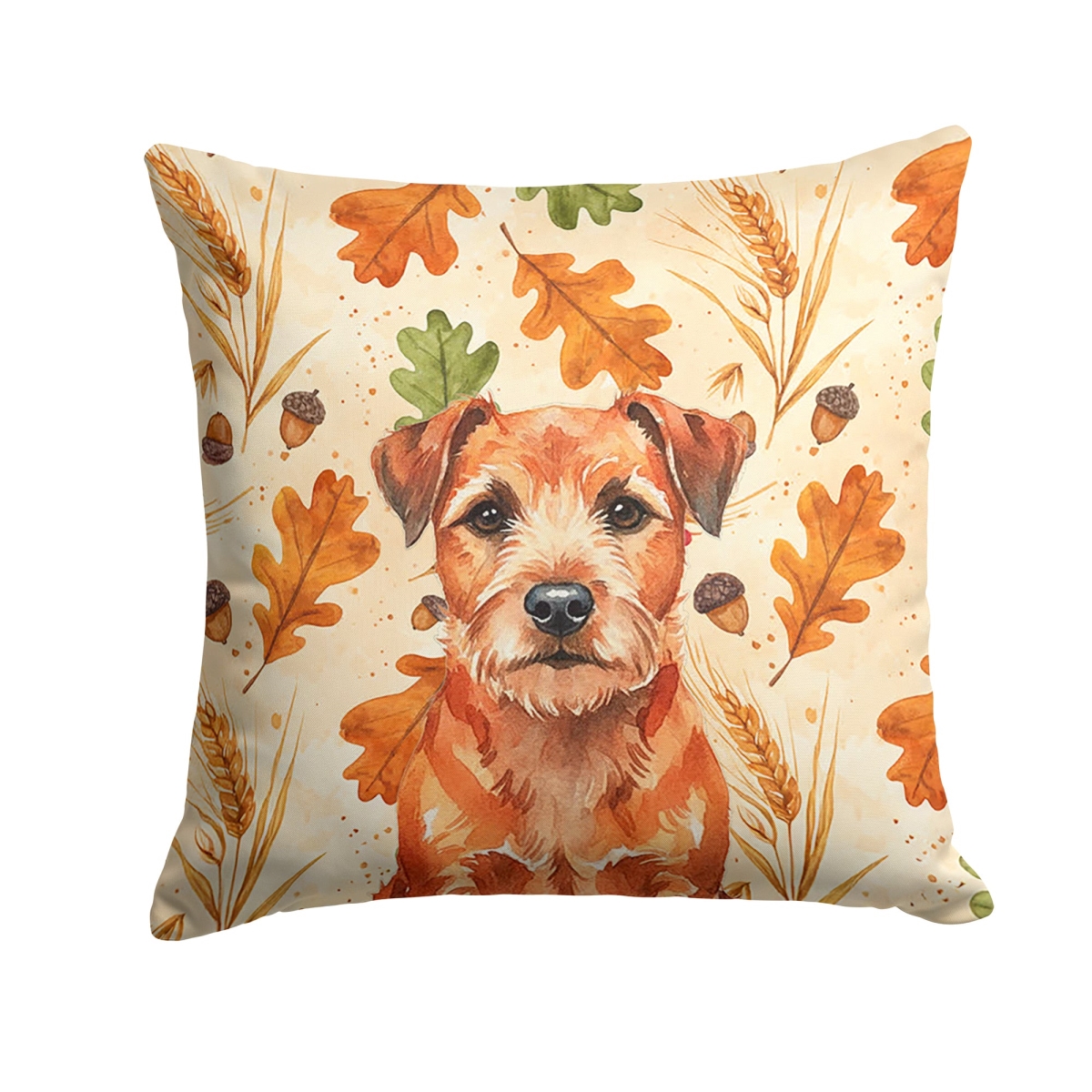 WDK7727PW1414 14 x 14 in. Red Border Terrier Heirloom Fall Throw Pillow