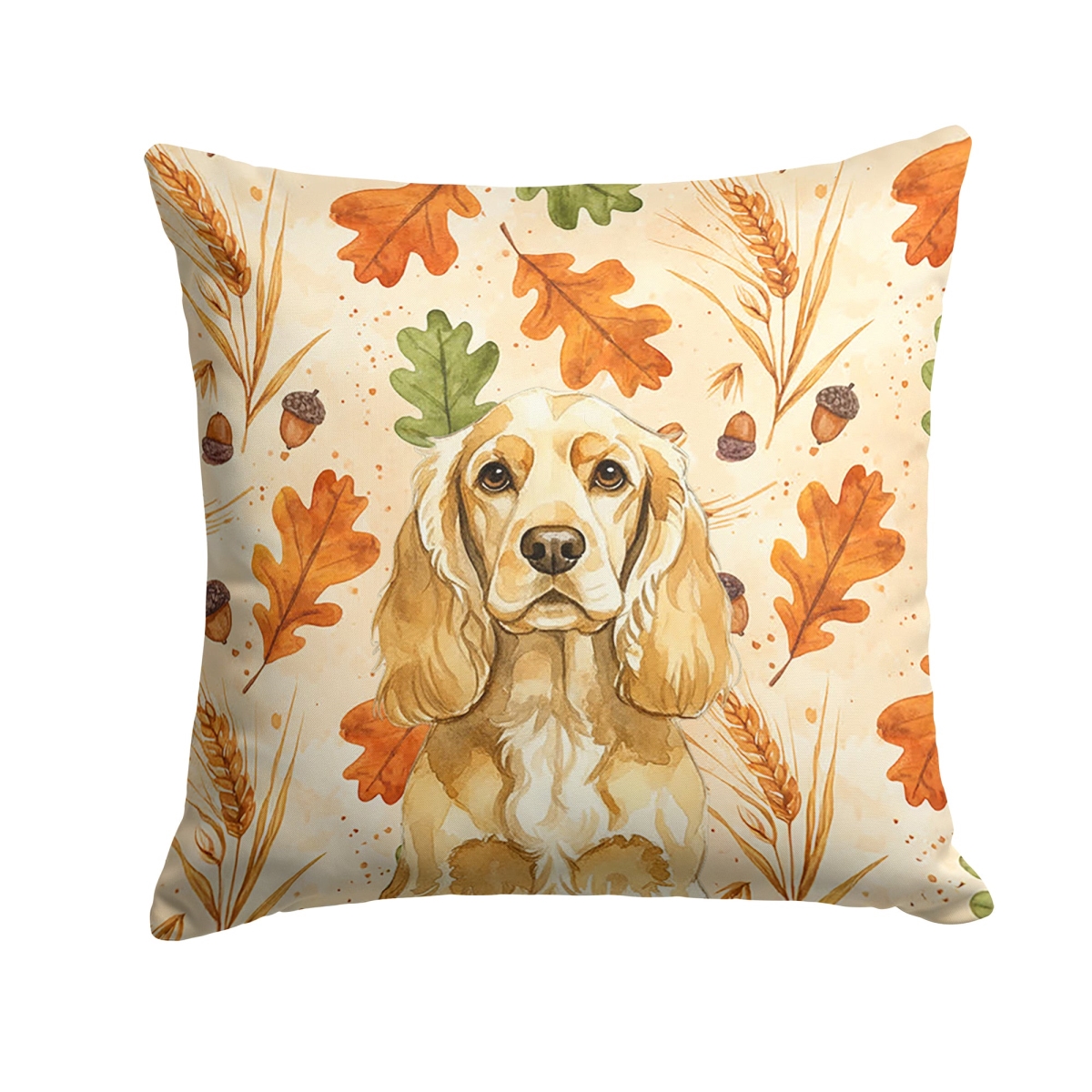 WDK7782PW1414 14 x 14 in. Buff Cocker Spaniel Heirloom Fall Throw Pillow