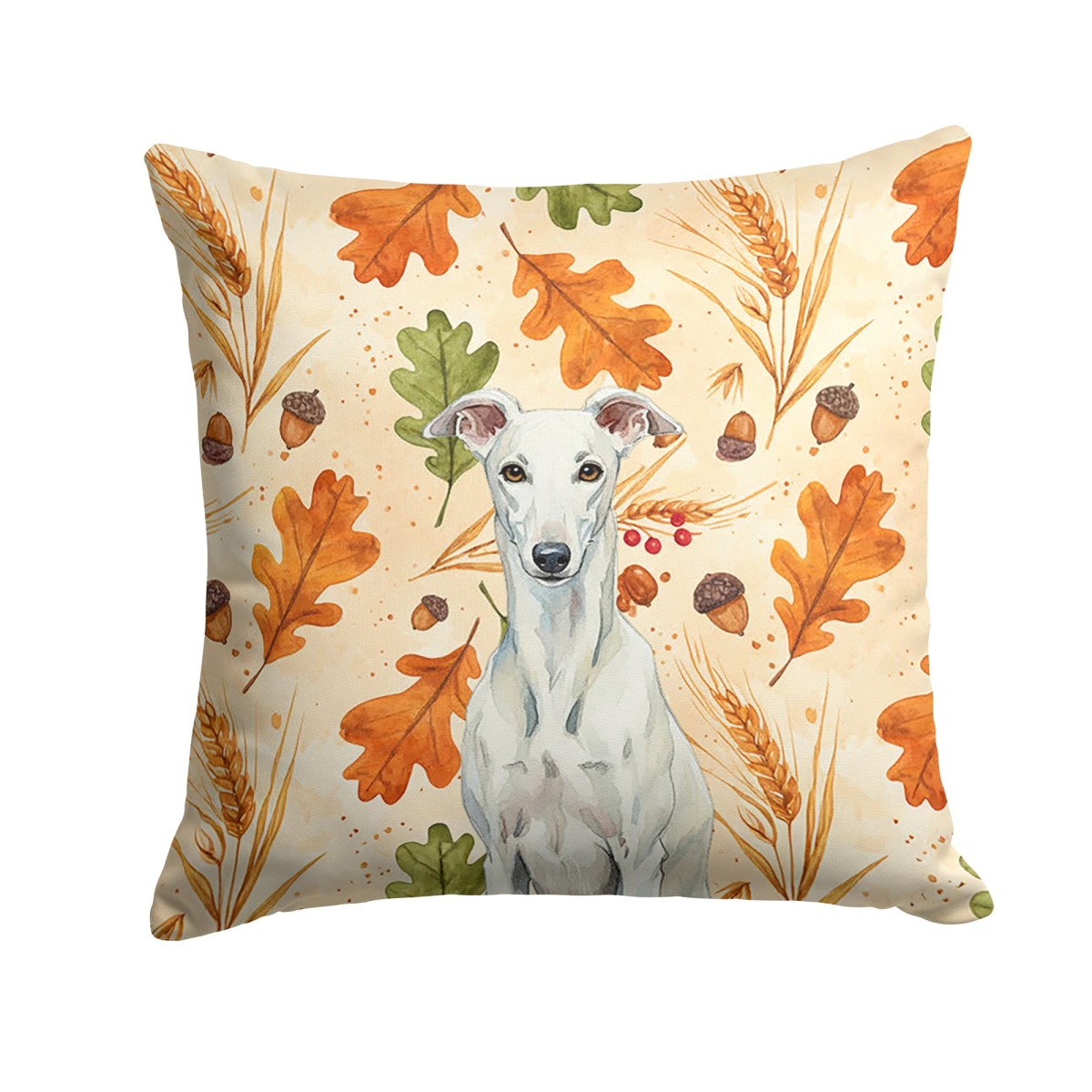 WDK7866PW1818 18 x 18 in. White Greyhound Heirloom Fall Throw Pillow