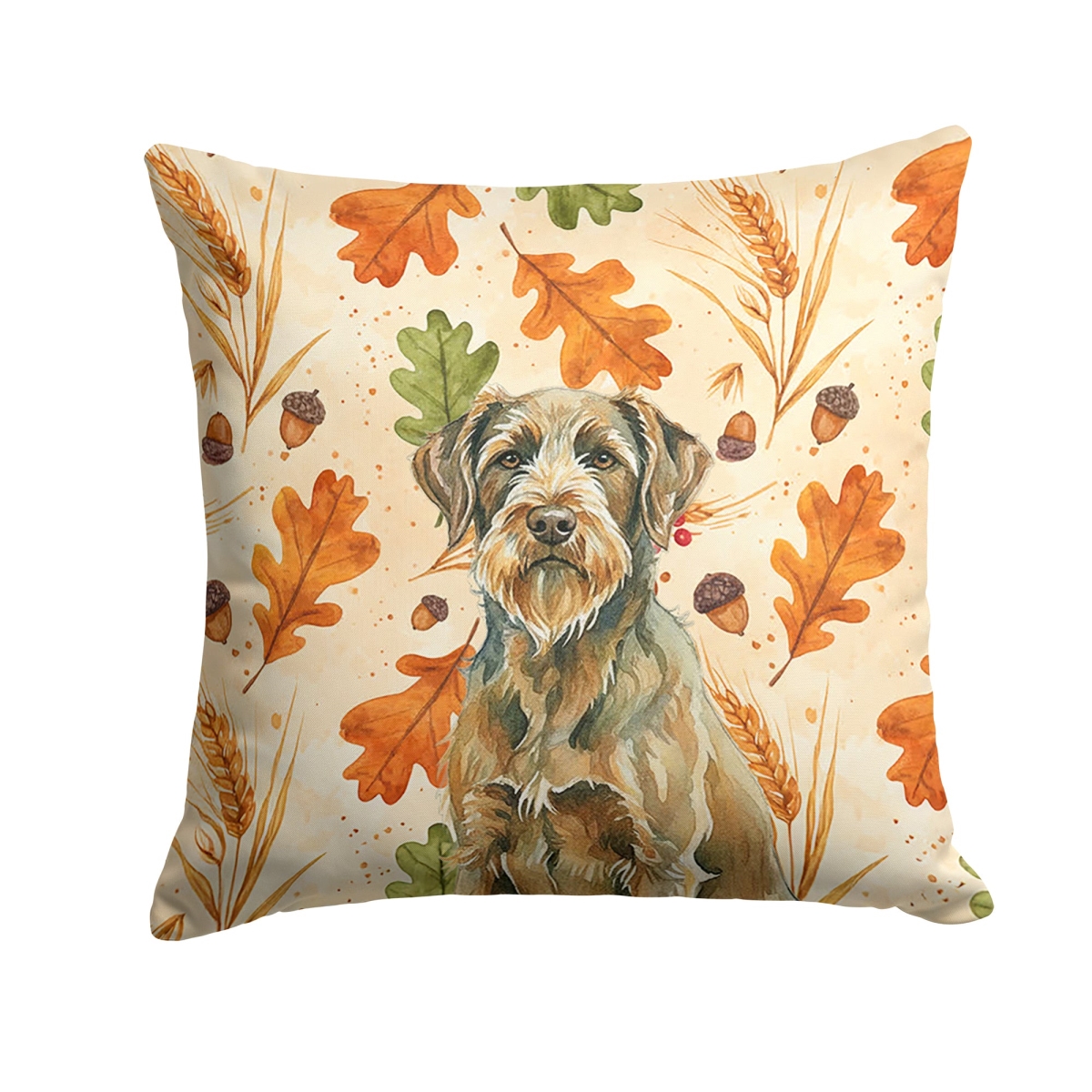 WDK8059PW1414 14 x 14 in. Chestnut Wirehaired Pointing Griffon Heirloom Fall Throw Pillow