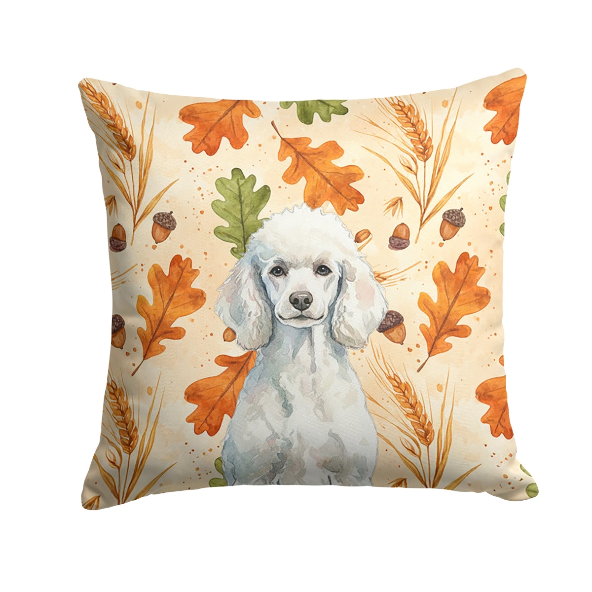 WDK7971PW1818 18 x 18 in. Standard White Poodle Heirloom Fall Throw Pillow