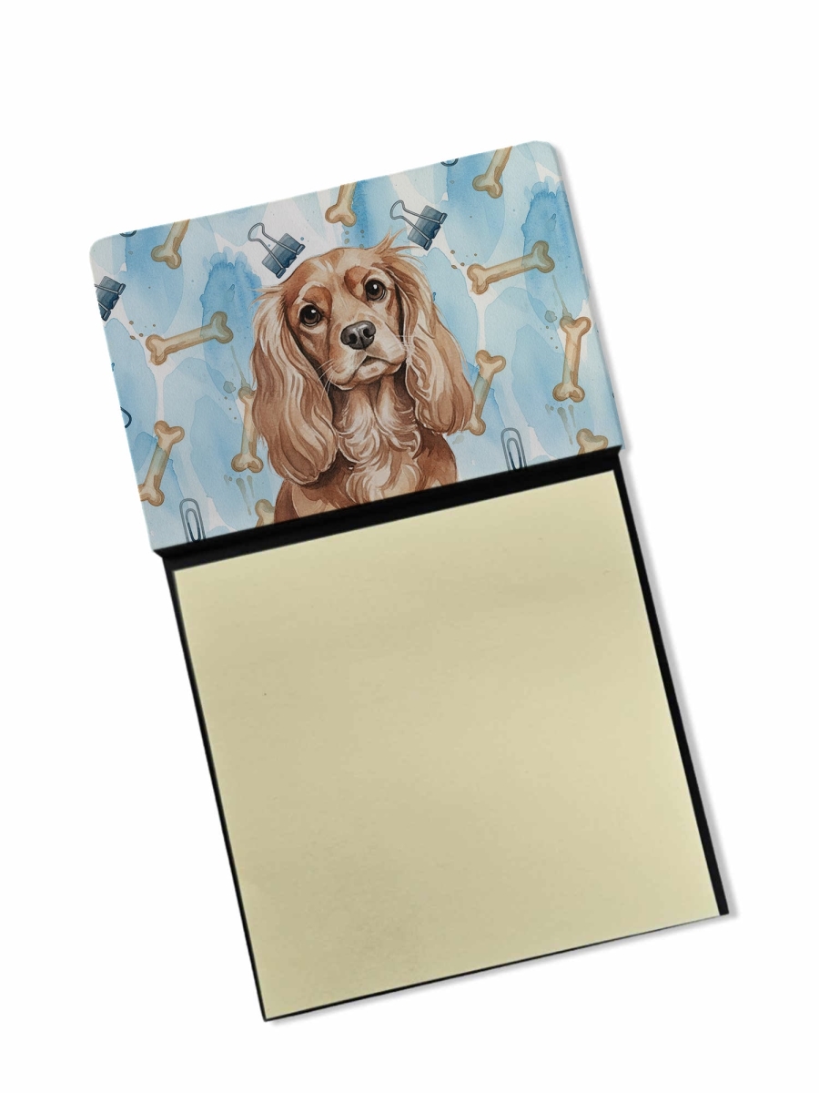 DAC9224SN 5.25 x 3.25 in. Ruby Cavalier Spaniel Coworker Watercolor Sticky Note Holder - Blue