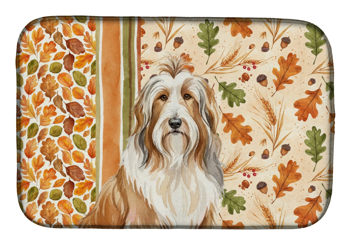 Picture of Carolines Treasures WDK7704DDM 21 x 14 in. Fawn Bearded Collie Heirloom Fall Dish Drying Mat - Multi Color