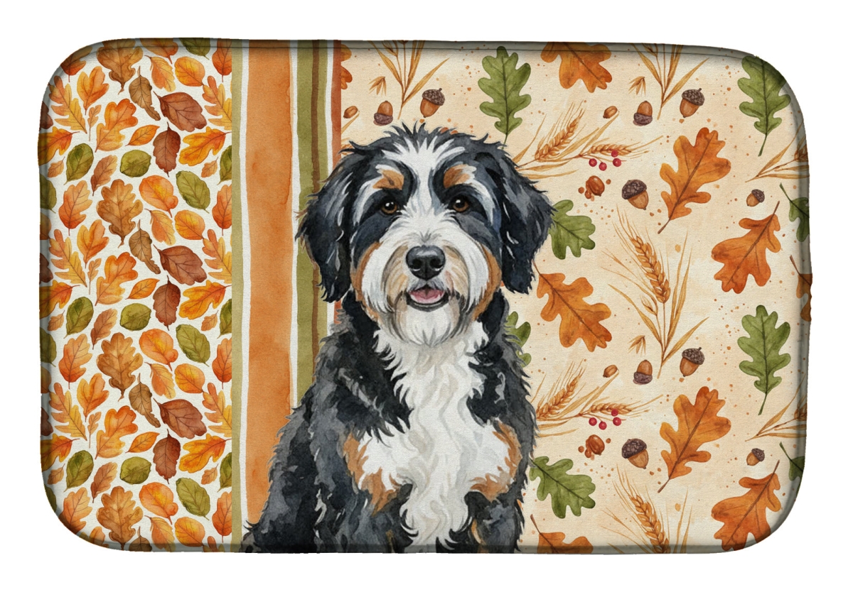 Picture of Carolines Treasures WDK7712DDM 21 x 14 in. Bern Doodle Heirloom Fall Dish Drying Mat - Multi Color