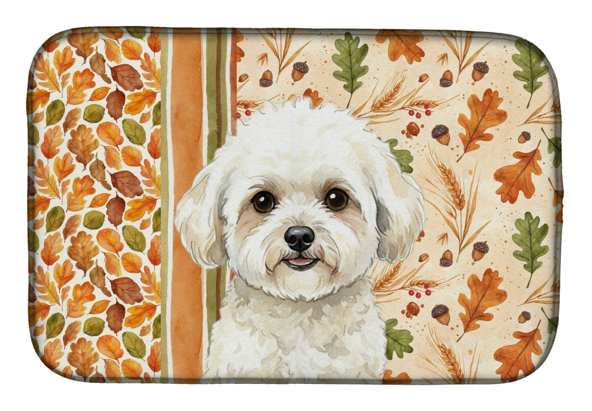 Picture of Carolines Treasures WDK7715DDM 21 x 14 in. White & Cream Bichon Frise Heirloom Fall Dish Drying Mat - Multi Color