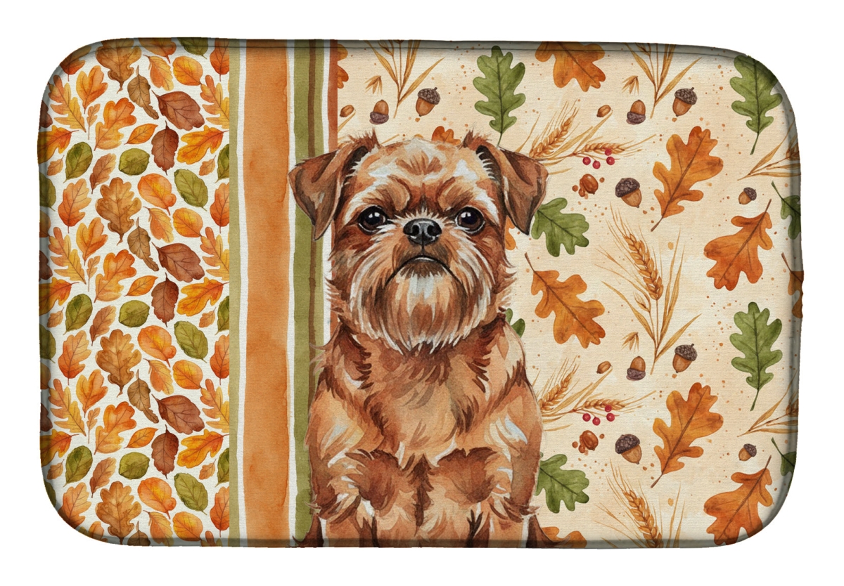 Picture of Carolines Treasures WDK7748DDM 21 x 14 in. Red Brussels Griffon Heirloom Fall Dish Drying Mat - Multi Color