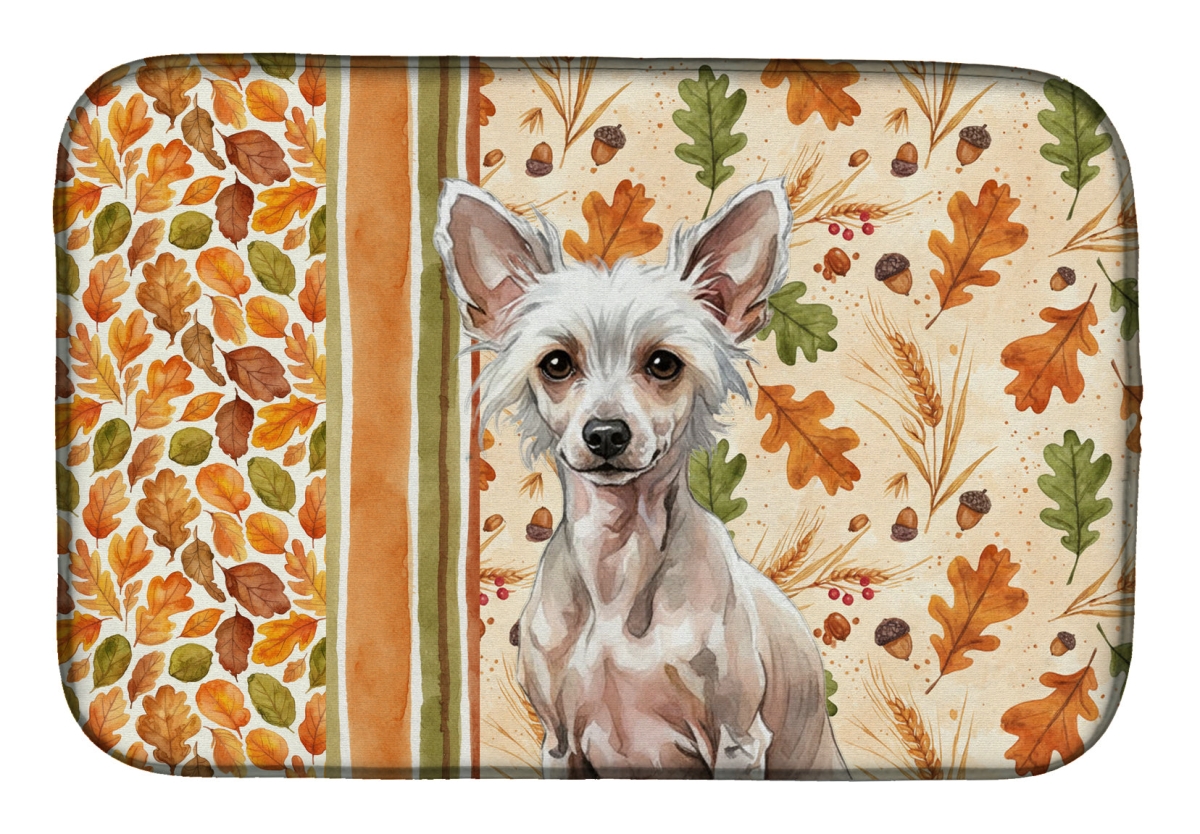 Picture of Carolines Treasures WDK7773DDM 21 x 14 in. Hairless Chinese Crested Heirloom Fall Dish Drying Mat - Multi Color