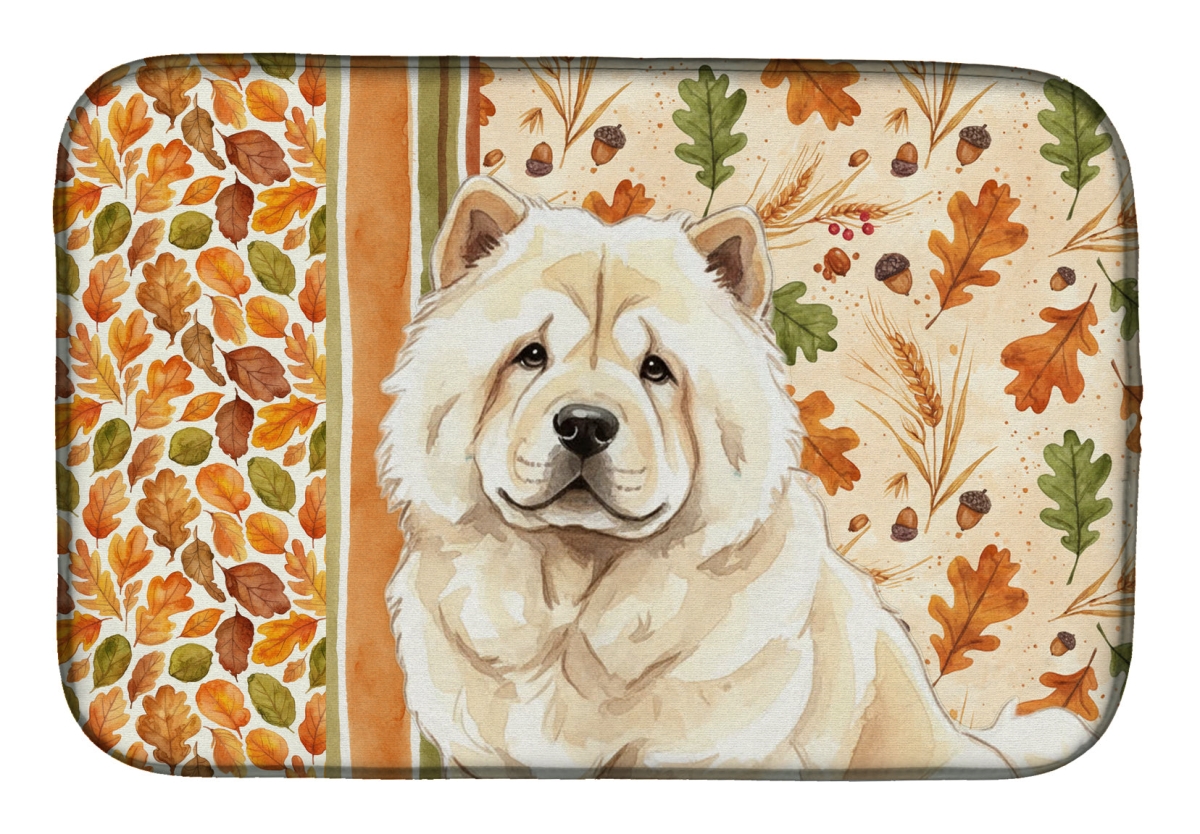 Picture of Carolines Treasures WDK7779DDM 21 x 14 in. Cream Chow-Chow Heirloom Fall Dish Drying Mat - Multi Color