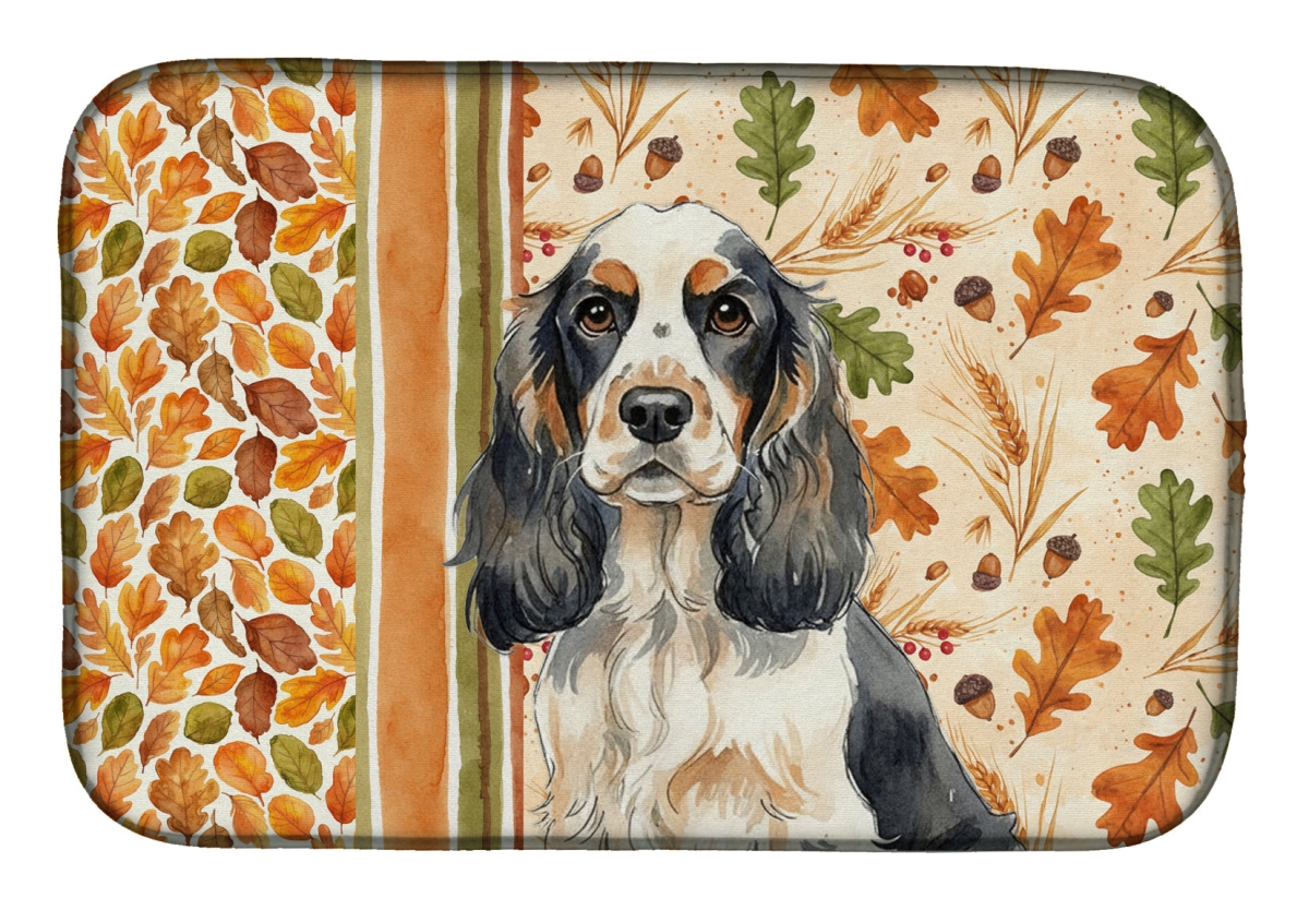 Picture of Carolines Treasures WDK7784DDM 21 x 14 in. Parti Cocker Spaniel Heirloom Fall Dish Drying Mat - Multi Color