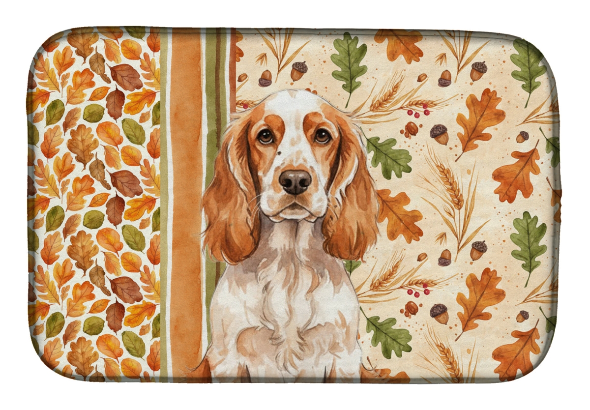 Picture of Carolines Treasures WDK7822DDM 21 x 14 in. Orange Roan English Cocker Spaniel Heirloom Fall Dish Drying Mat - Multi Color