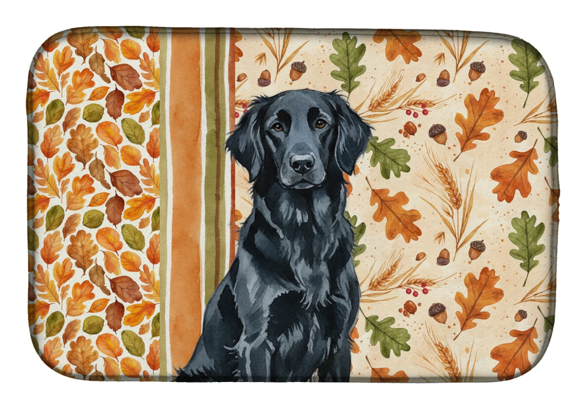 Picture of Carolines Treasures WDK7838DDM 21 x 14 in. Black Flat-Coated Retriever Heirloom Fall Dish Drying Mat - Multi Color