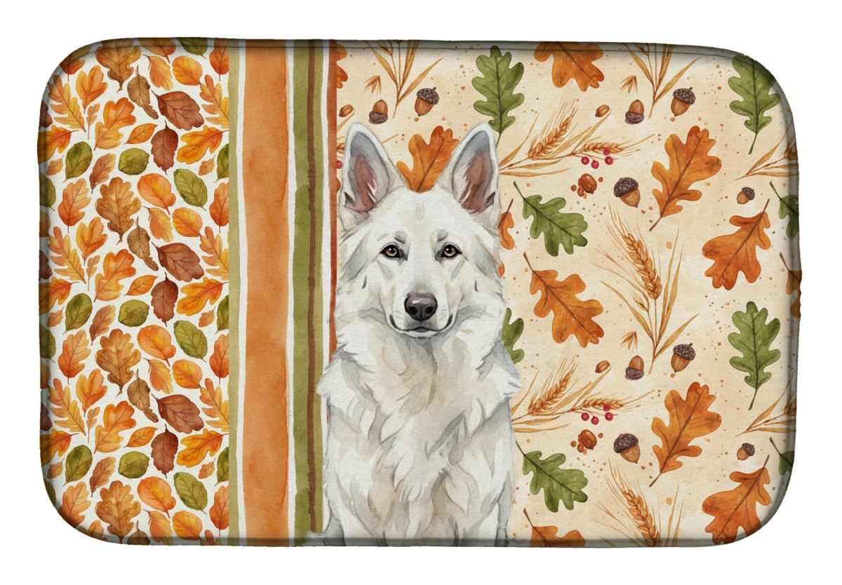 Picture of Carolines Treasures WDK7847DDM 21 x 14 in. White German Shepherd Heirloom Fall Dish Drying Mat - Multi Color