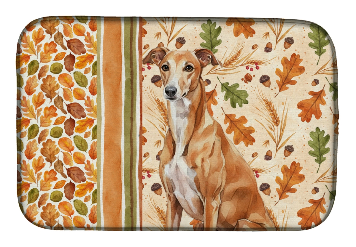 Picture of Carolines Treasures WDK7865DDM 21 x 14 in. Red Greyhound Heirloom Fall Dish Drying Mat - Multi Color