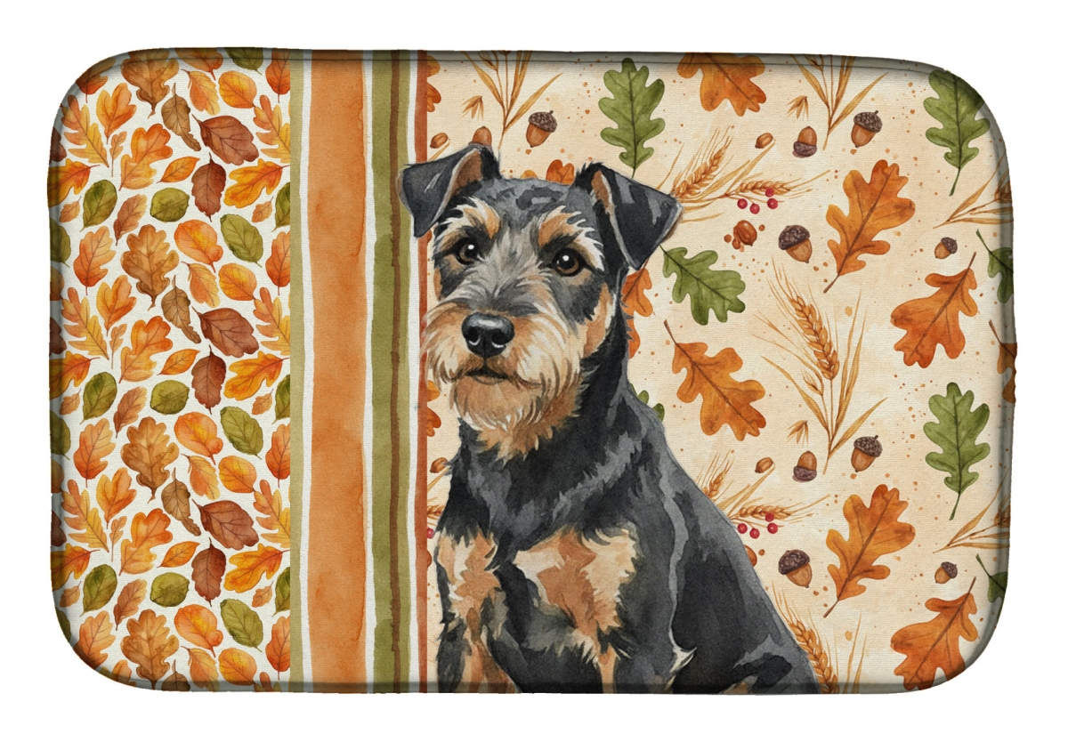 Picture of Carolines Treasures WDK7896DDM 21 x 14 in. Black & Tan Lakeland Terrier Heirloom Fall Dish Drying Mat - Multi Color