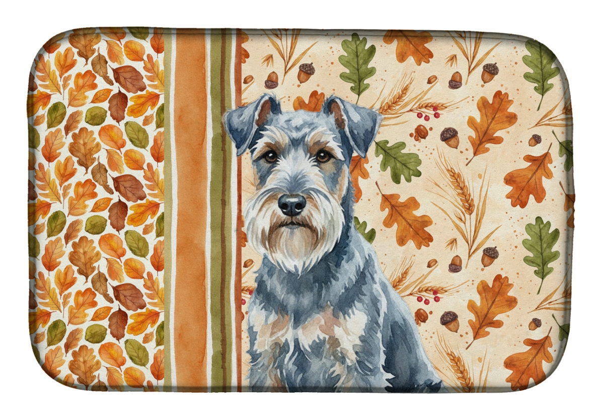 Picture of Carolines Treasures WDK7897DDM 21 x 14 in. Blue Lakeland Terrier Heirloom Fall Dish Drying Mat - Multi Color